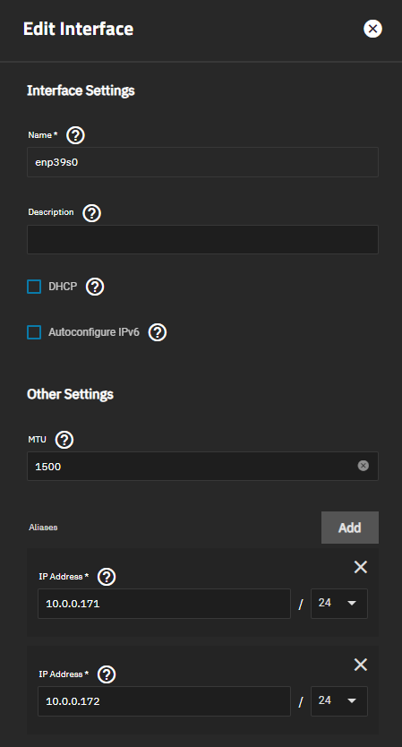 Edit Network Interface